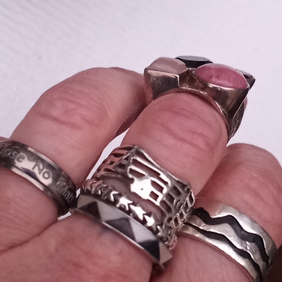 RARE JAY KING DTR Sterl.Silver GemStone Ring Rose Quartz Rhodochrosite Tourmalin - Picture 16 of 16